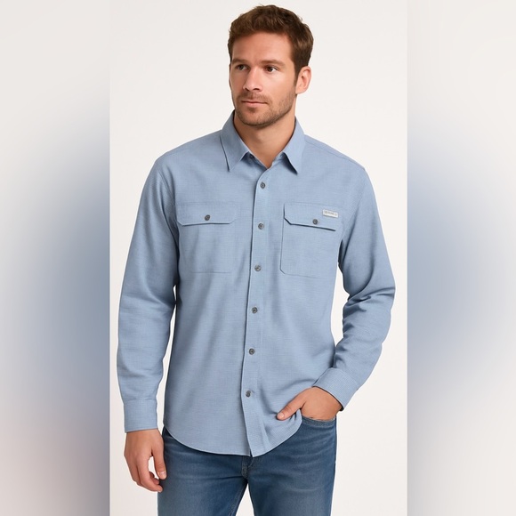 ExOfficio BugsAway Insect-Repellent Blue Button-Up Shirt Fishing Hiking XL - Picture 1 of 14